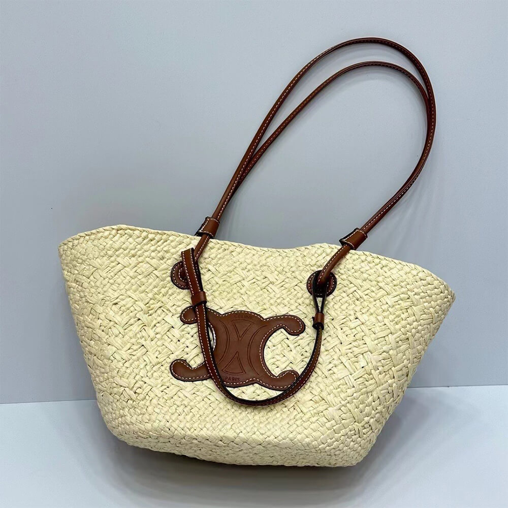 Ce1i*e classic raffia and calfskin