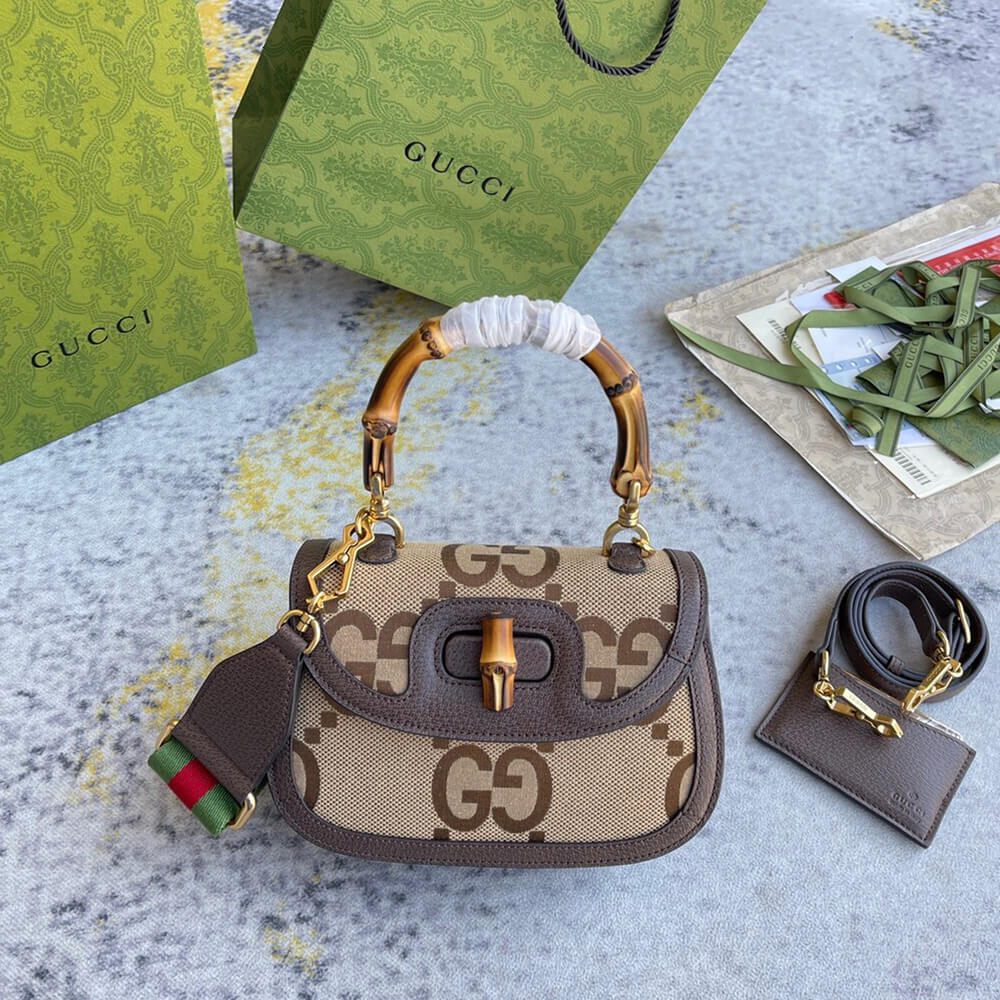 G*u*i bamboo 1947 jumbo gg small top handle bag