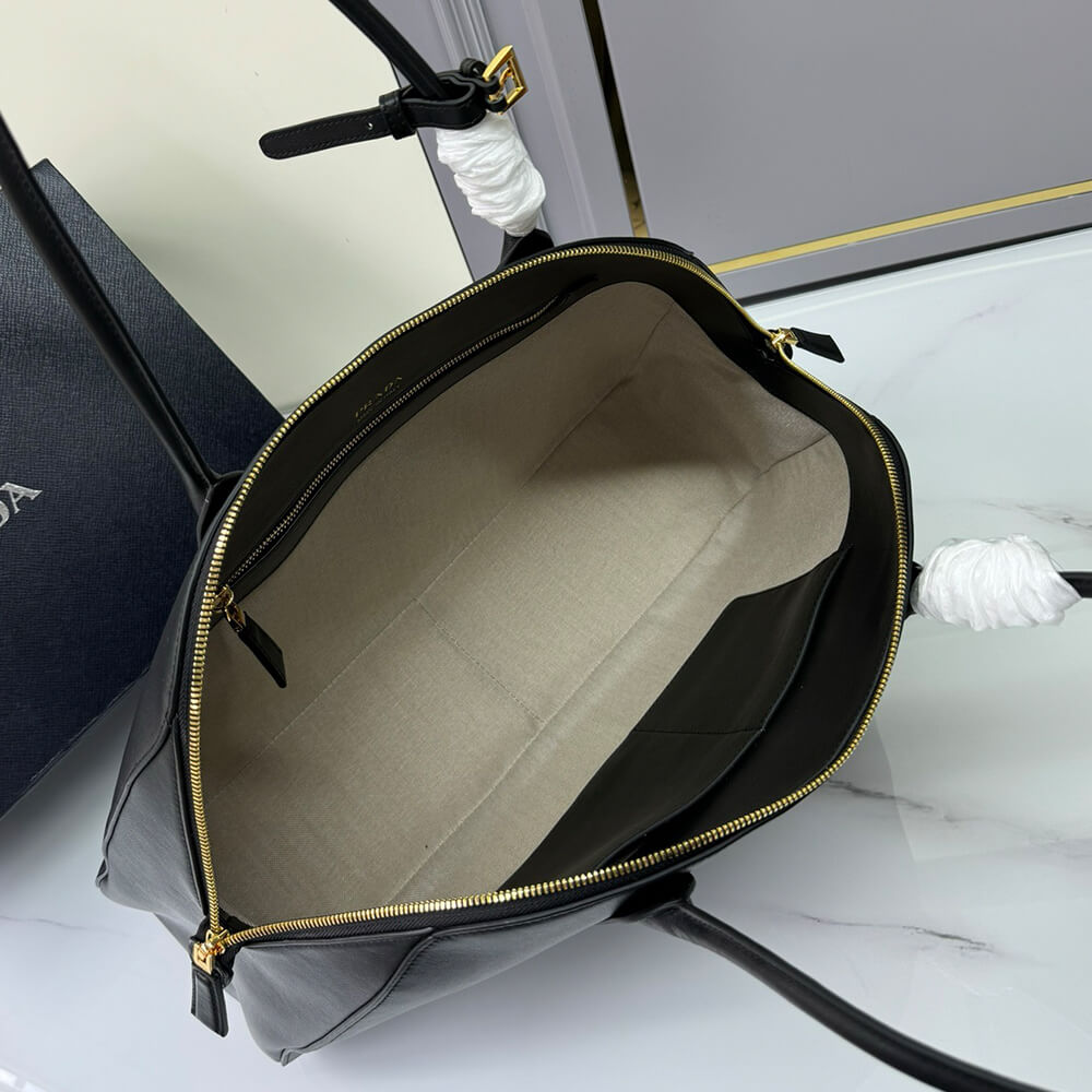 Prada Large leather tote bag with zipper closure(high-end grade)