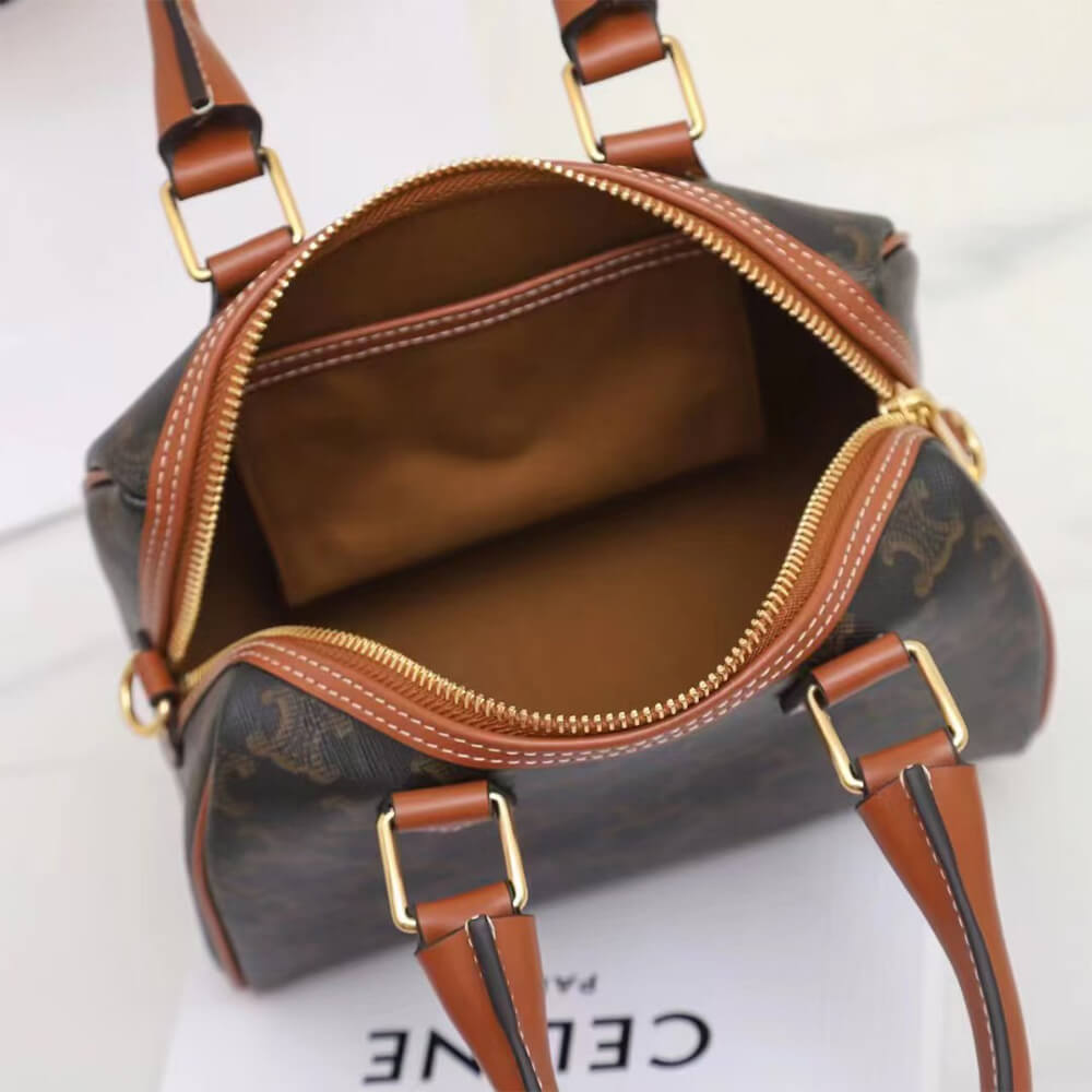 CELINE Small Boston IN Triomphe Canvas and calfskin